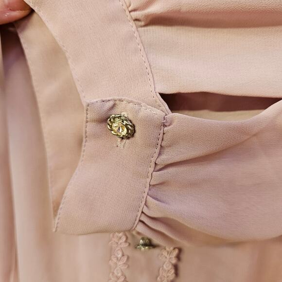 Shun Mei Rose Blouse Size L Lace Embroidered Vintage Inspired Victorian - Picture 4 of 10